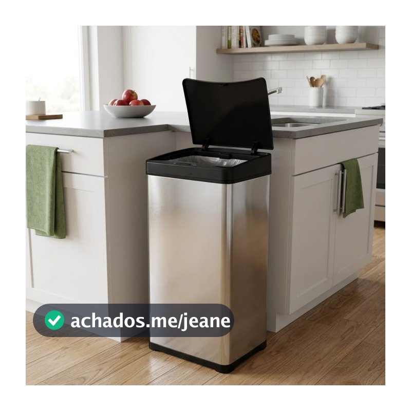 Lixeira Automática Cozinha Aço Inox 50L Inteligente Sensor Premium