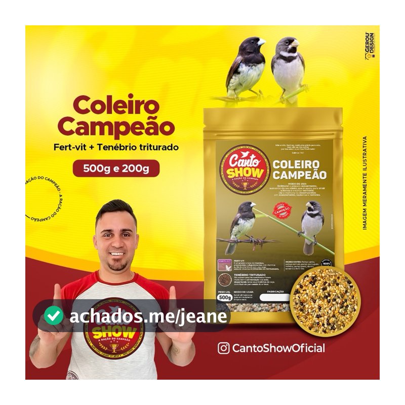 Canto show - Coleiro campeão 500g - papa capim e coleiro