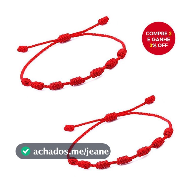 Pulseira Vermelha De Sete Nós Com Dois Pacotes Para Proteção E Presente De Casal De Boa Sorte