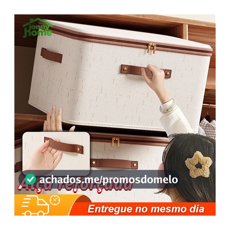 Caixa de armazenamento de 56L roupas de algodão cremalheira  tecido cesta dobrável quarto