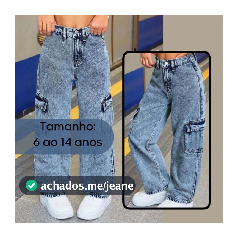 Calça Jeans Cargo infantil Juvenil 6 ao 14 Anos  LANÇAMENTO ALTO PADRÃO