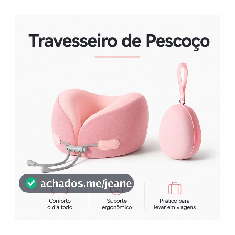 Travesseiro de Pescoço Tipo NASA com Estojo para Viagem Compacto Leve