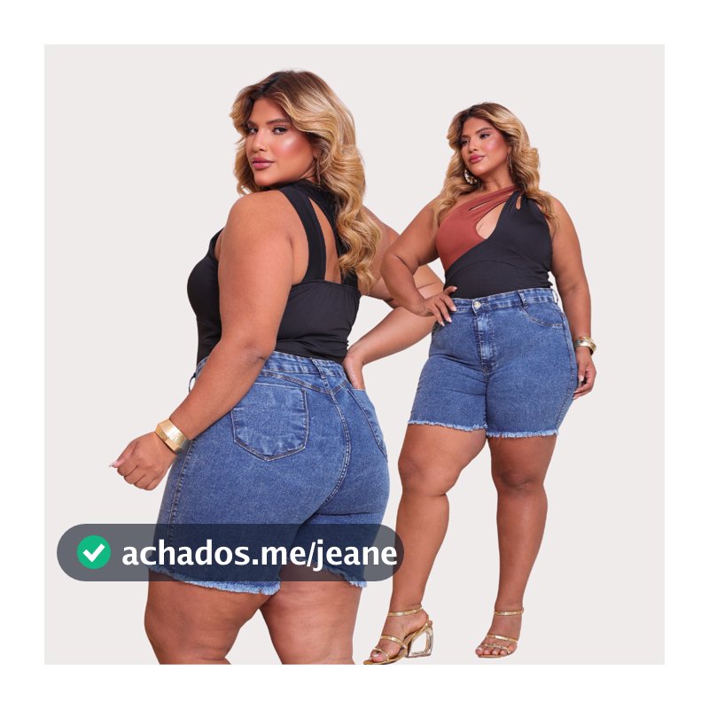 Bermudas Jeans Plus Size Marmorizada Cintura Alta Modelagem Levanta Bumbum  Elastano Curve Premier