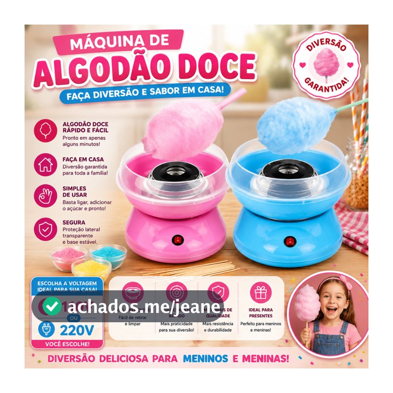 Máquina De Algodão Doce Elétrica Infantil Rosa Azul Faz Algodão Doce Em Casa 110V/220V