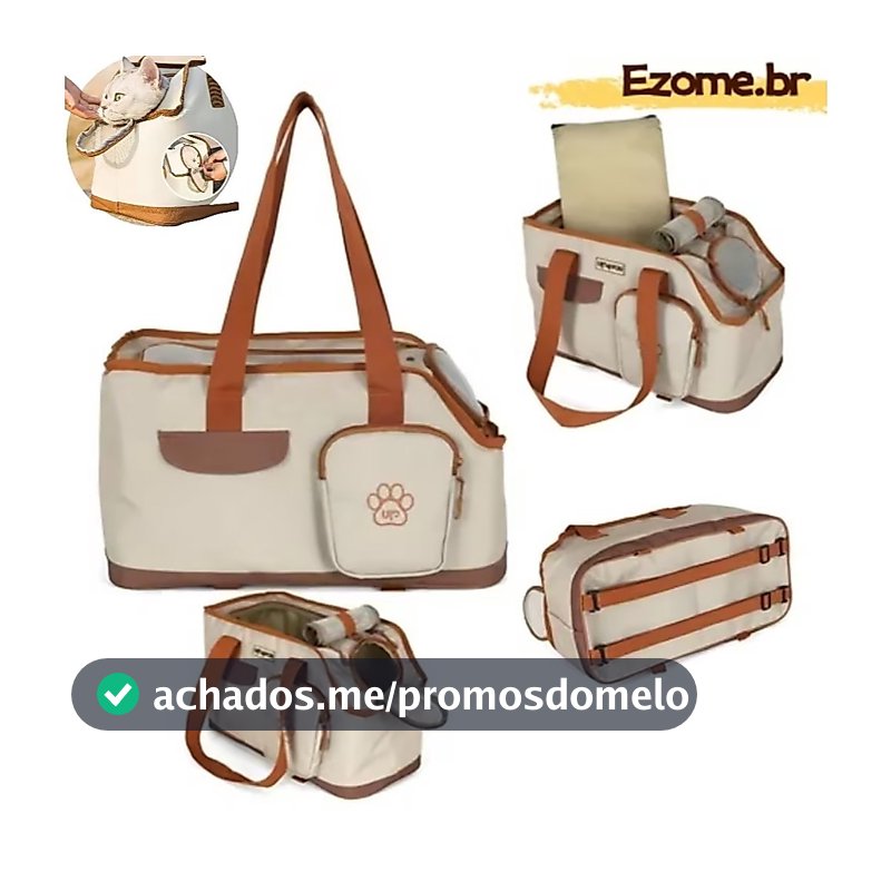Bolsa Transporte e Passeio Veículo Bege para cachorro e gato