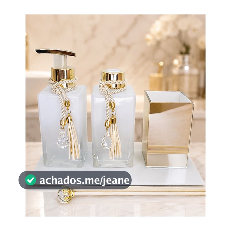 Kit Lavabo Banheiro com Porta Escova - Square Branco Degrade 250ml