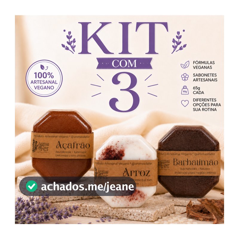 Kit Sabonete Facial e Corporal Skin Care Hidratante Vegano Artesanal Perfumado para Presente