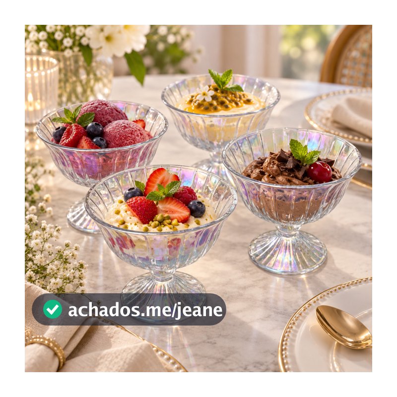 Jogo 4 Taças Furta-cor 200ml Sobremesa Mesa Posta Decorativa