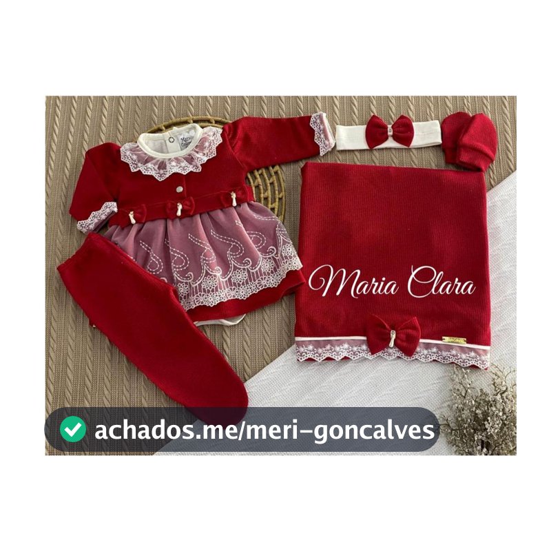 Kit Saída de Maternidade 6 Peças Luxo para Bebê Menina com Nome Personalizado Tam. RN (0-2 Meses)