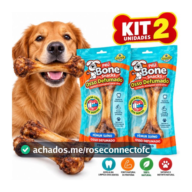 KIT FÊMUR 2 UNIDADES OSSO SUÍNO DEFUMADO CANELINHA PARA CACHORROS E CÃES 150G