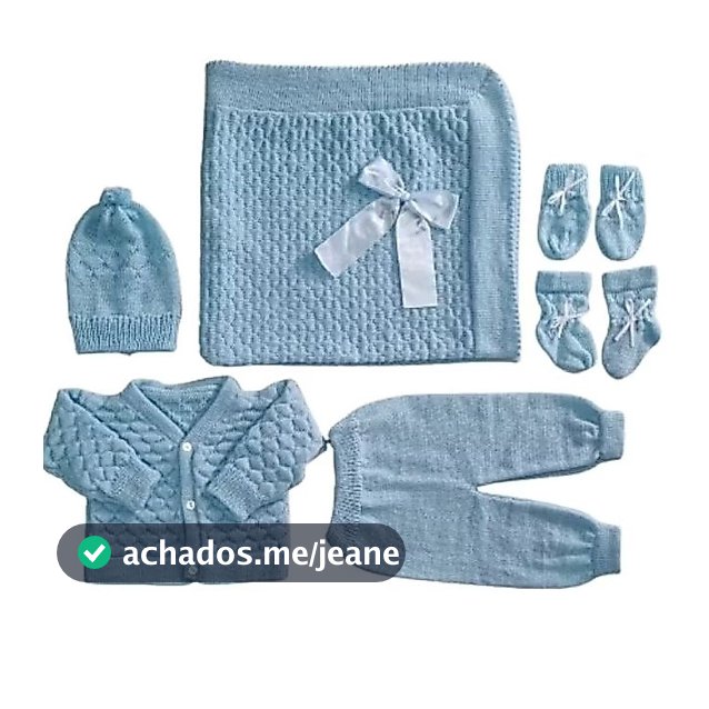 saída de maternidade pra bebê 6 pçs de lã Azul