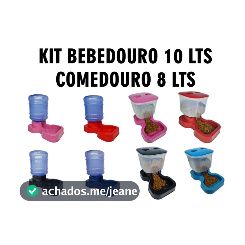 Bebedouro Automático Galão10 Litros + Comedouro Automático 8 Litros Raças Grandes
