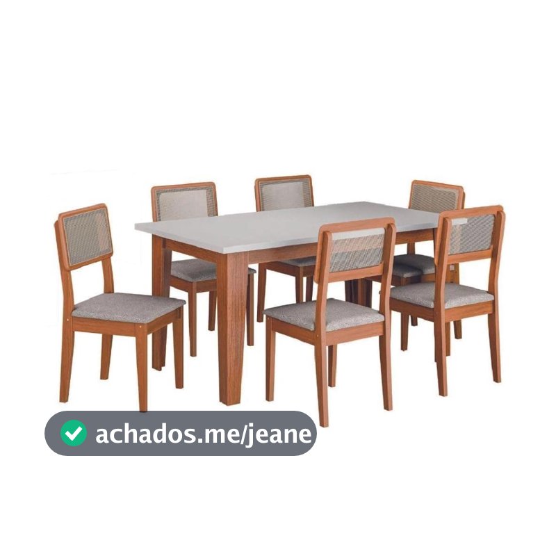 Conjunto Sala de Jantar Mesa Miami 1,60m 6 Cadeiras Santiago Dobuê