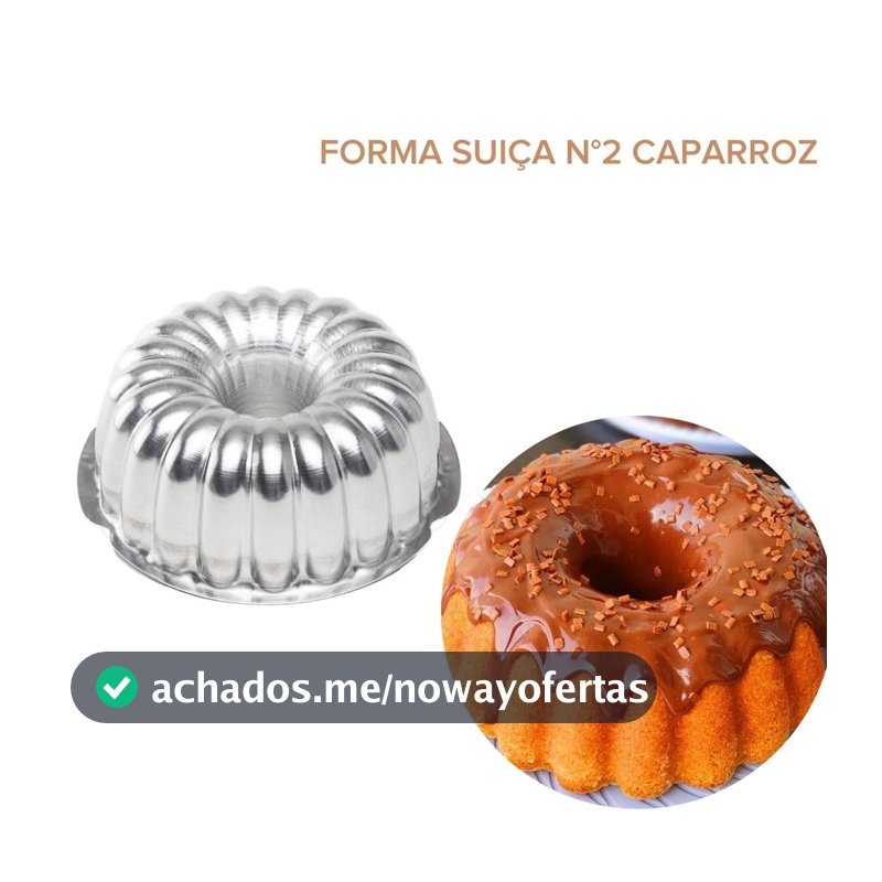 Forma para Bolo Pudim brownie Suiça Decorada N° 2 22x9 cm Caparroz Aluminio