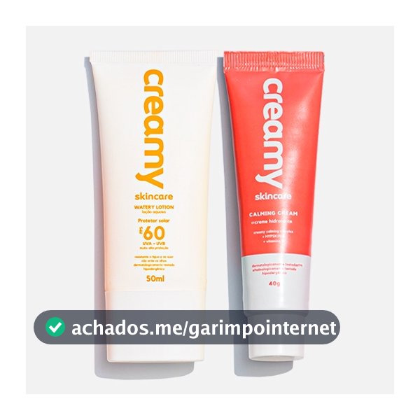 Kit Duo Protetor Solar FPS60 + Gel Creme Hidratante Facial Calming Cream - Creamy Skincare