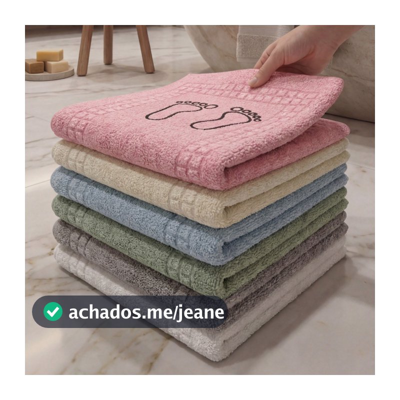 Kit Tapete Para Banheiro Atoalhado Pezinho 100% Algodão 40x60cm Saída de Box - KIT COM 5 UNID