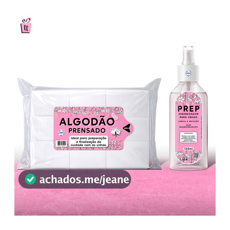 Prep Antisséptico Para Higienização das Unhas + Algodão Prensado Para Unha