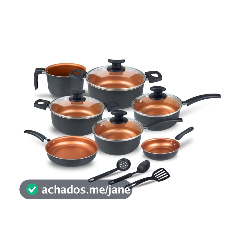 Conjunto Jogo de Panelas Teflon 10 Pçs Antiaderente Tampa de Vidro