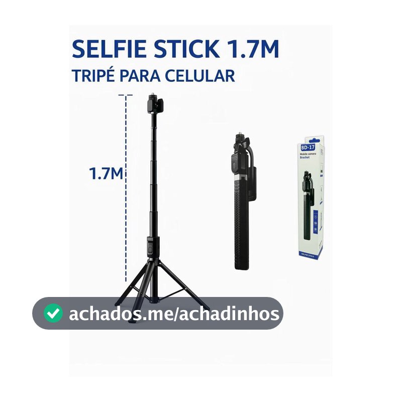 Selfie stick 1.7M de comprimento sem fio Bluetooth tripé portátil retrátil