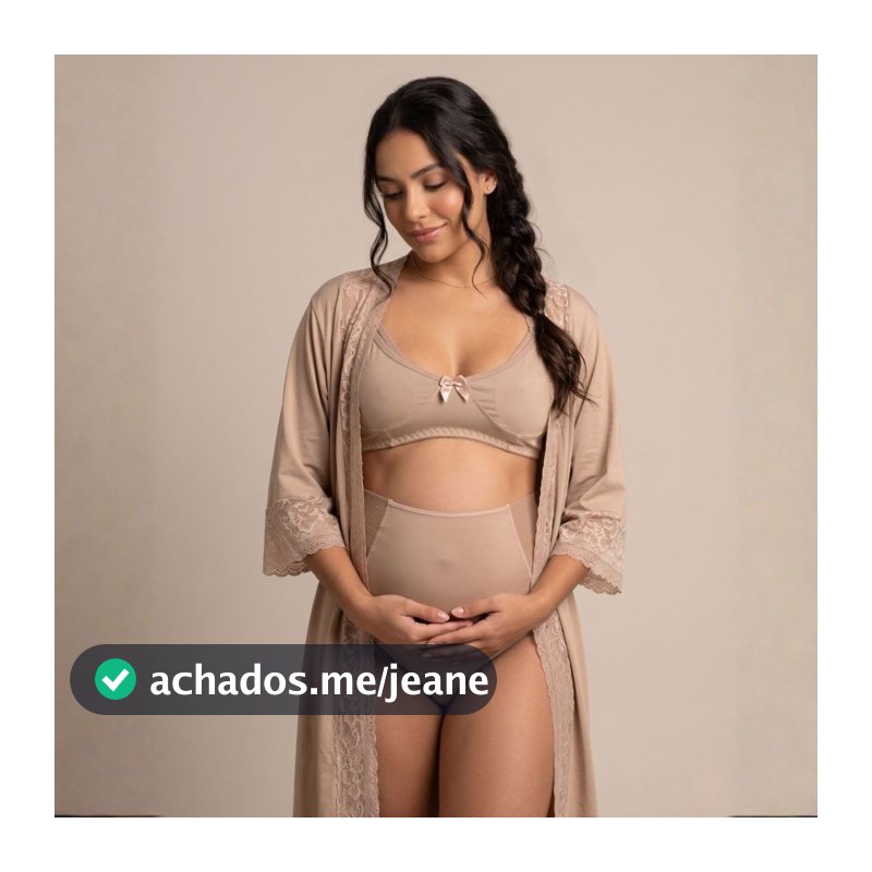 KIT Robe + Sutiã Amamentação em Microfibra + Calcinha Galena Maternidade.