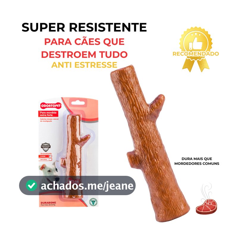 Mordedor para Cachorro Super Resistente Odontopet Tronco Petisco Anti Estresse Limpa Dentes Cães até 15kg e 22kg