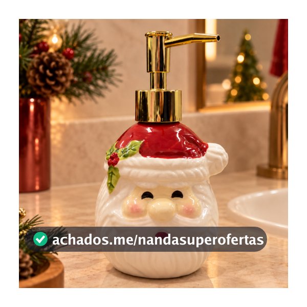 Porta Sabonete Liquido Dispenser Saboneteira De Natal Decoração Natalina Papai Noel Cerâmica Porcelana