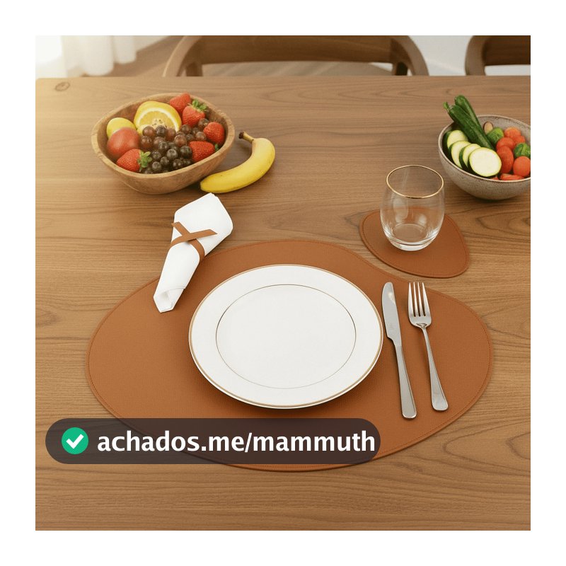 Kit Jogo Americano Sousplat de Couro com Porta Copos para Mesa Jantar com 2 4 6 8 Peças Premium