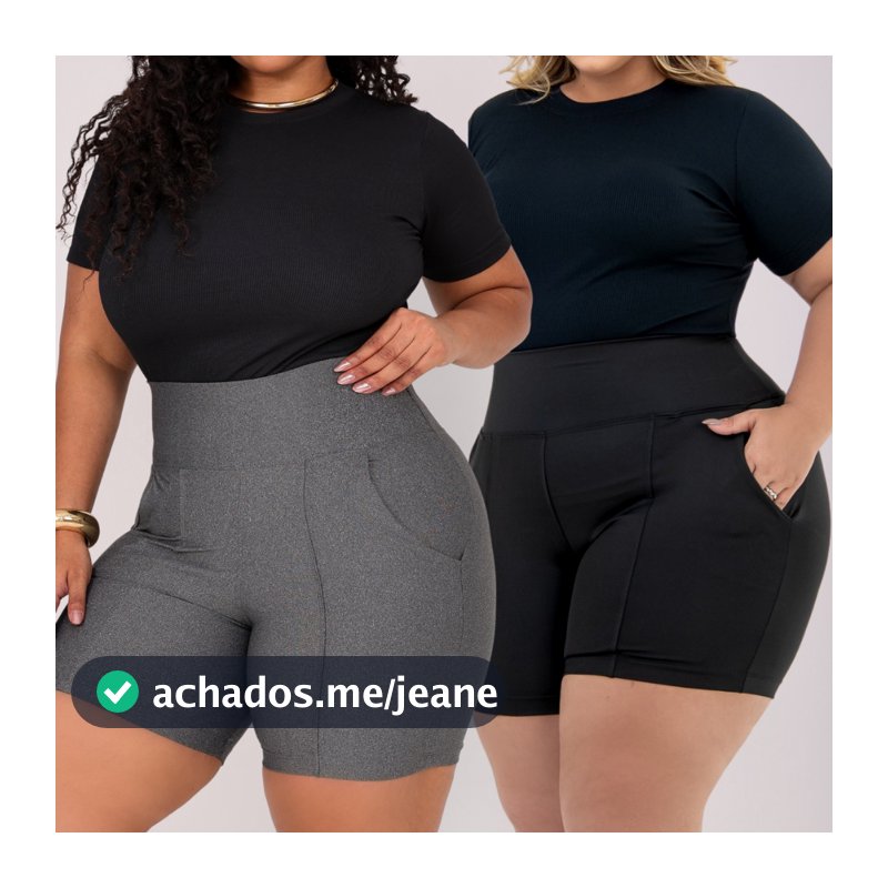 2 Bermudas Plus Size Leggings Cintura Alta Modeladora Com Bolso Do GG ao G4