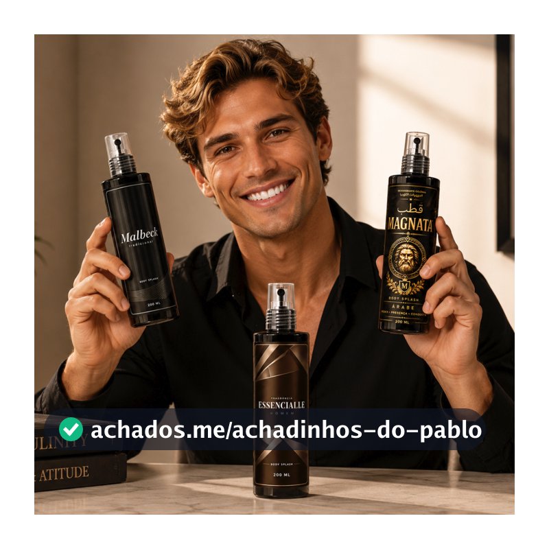 Kit de 2 Até 3 Body Splash Masculino Malbeck Essencialle Magnata Árabe 200ml Longa Duração Cheiroso