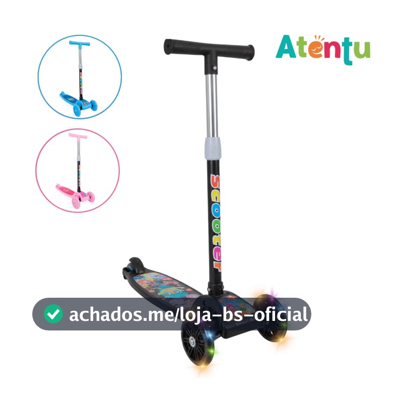 Patinete infantil 3 rodas com led luzes dobrável ajustável menino menina