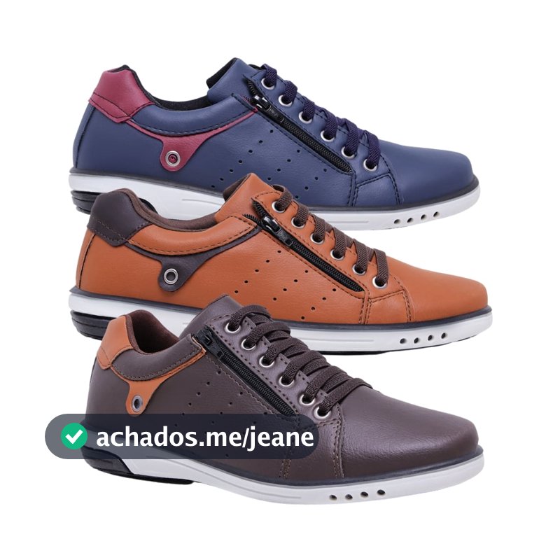 Kit 3 Pares Sapatênis Masculino Fechamento Elastico e Ziper Promoção