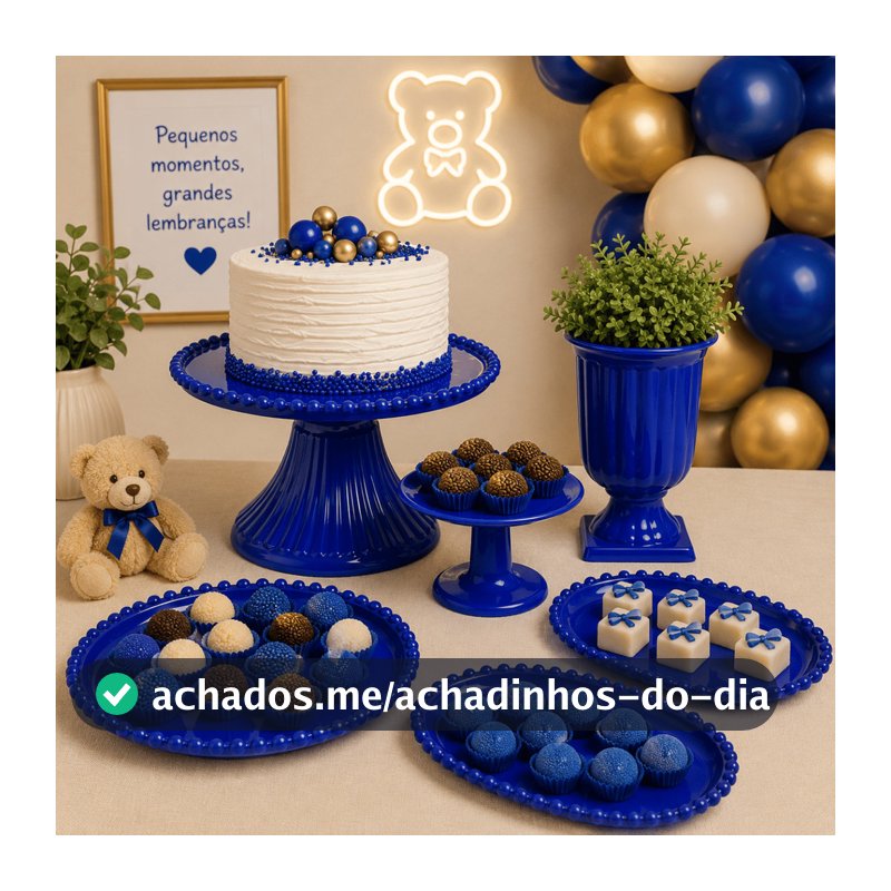 Kit Pérola Luxo com Boleira Pérola + 1 Bandeja Pérola Redonda + 2 Oval Pérola + 1 Vaso Grego + 1 MiniCake