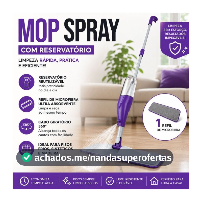 Mop Spray PRO Magico Com Reservatorio Rodo De Limpeza Refil Microfibra