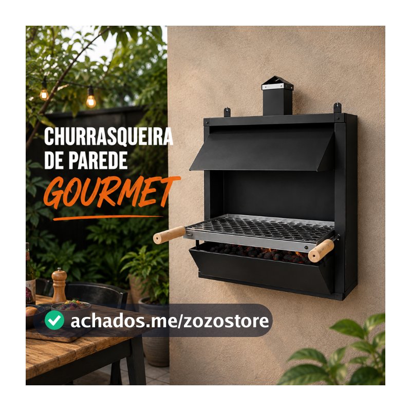 Churrasqueira Suspensa de Parede Premium – Aço Resistente com Grelha Inox -Compacta e  Resistente