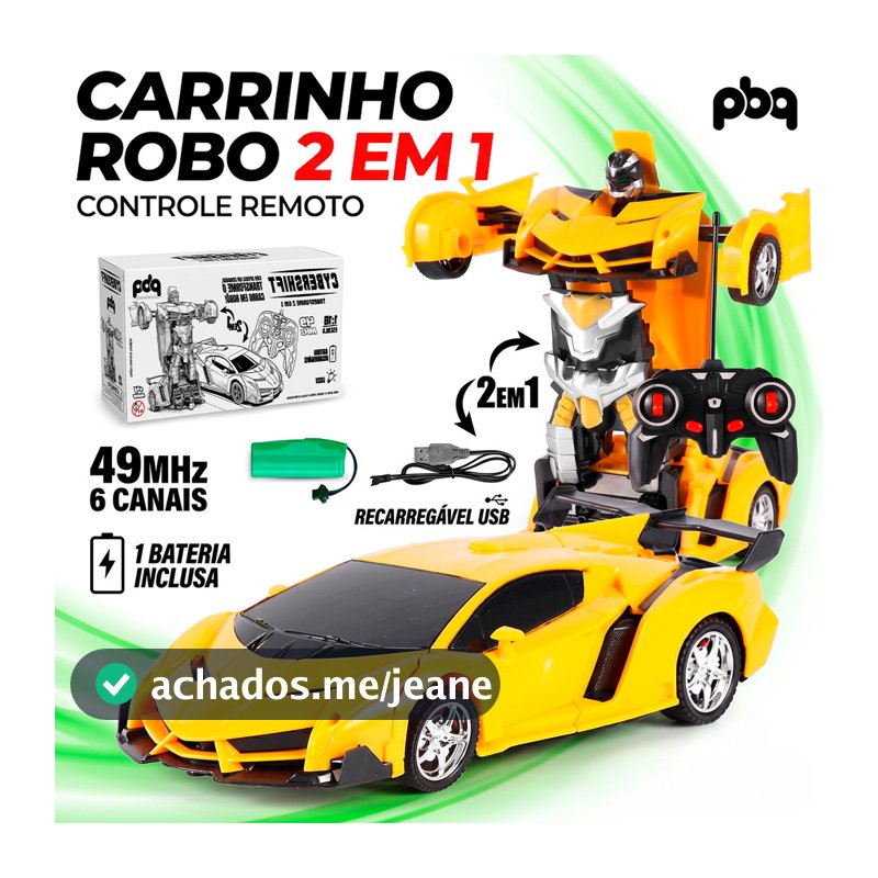 Carrinho Robô 2 Em 1 Que Transforma Controle Remoto Recarregável Escala 1 18 Infantil Menino
