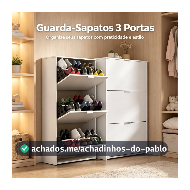 Sapateira Vertical Porta Sapatos Basculante Prateleira Interna Organizadora