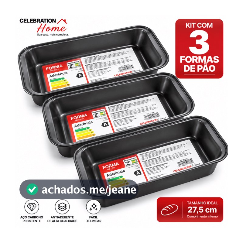 Kit 3 Formas para Pão 27,5 cm – Para Pães Caseiros, Doces e Salgados