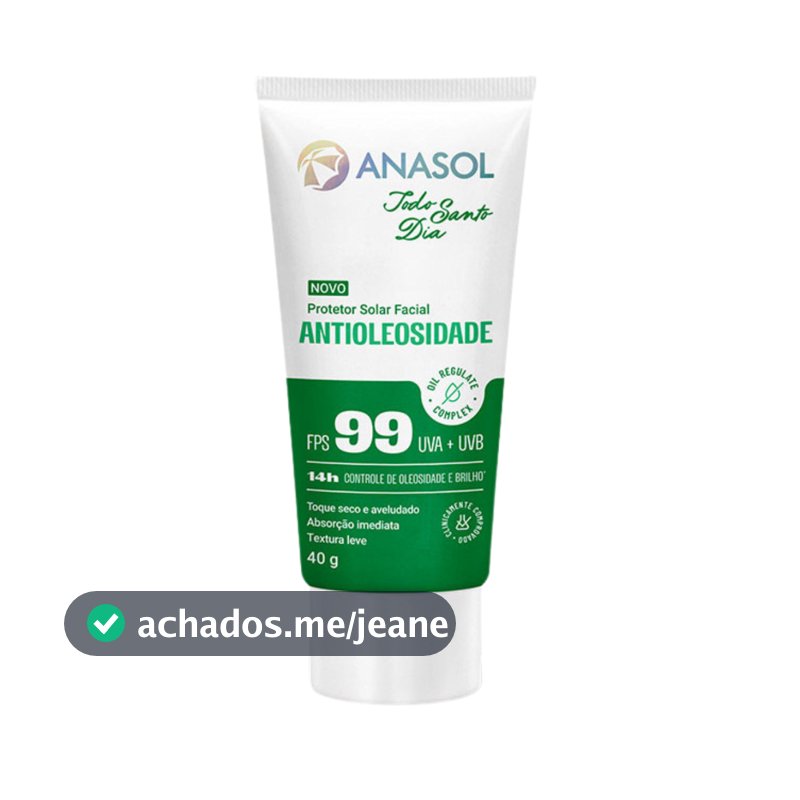 Protetor Solar Facial Anasol FPS 99 Antioleosidade 14h Controle de Sebo 40g Todo Santo Dia
