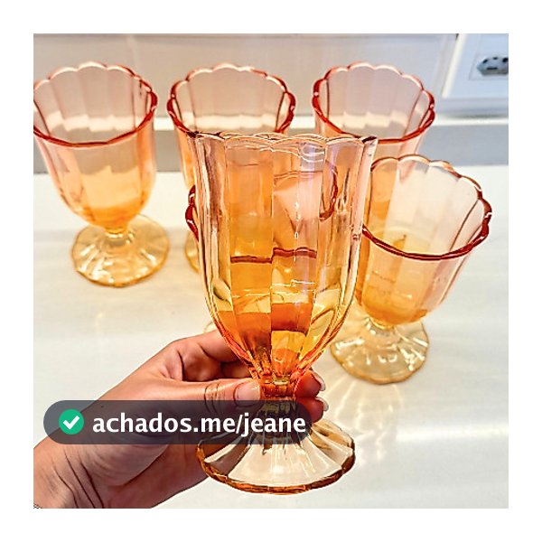 Jogo 6 Taças de Água Vinho Vidro Coral Peach 340ml Mesa Posta