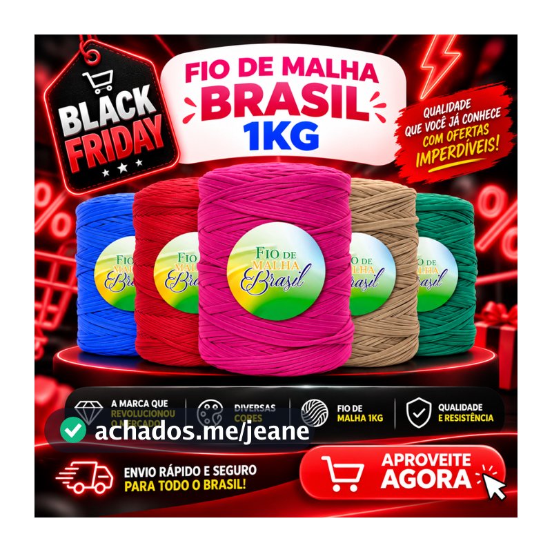 [ESQUENTA BLACK-FRIDAY] Fio de Malha Brasil -  1Kg - Cores Variadas OFERTA Crochê Residual Bolsa Tapete Lycra