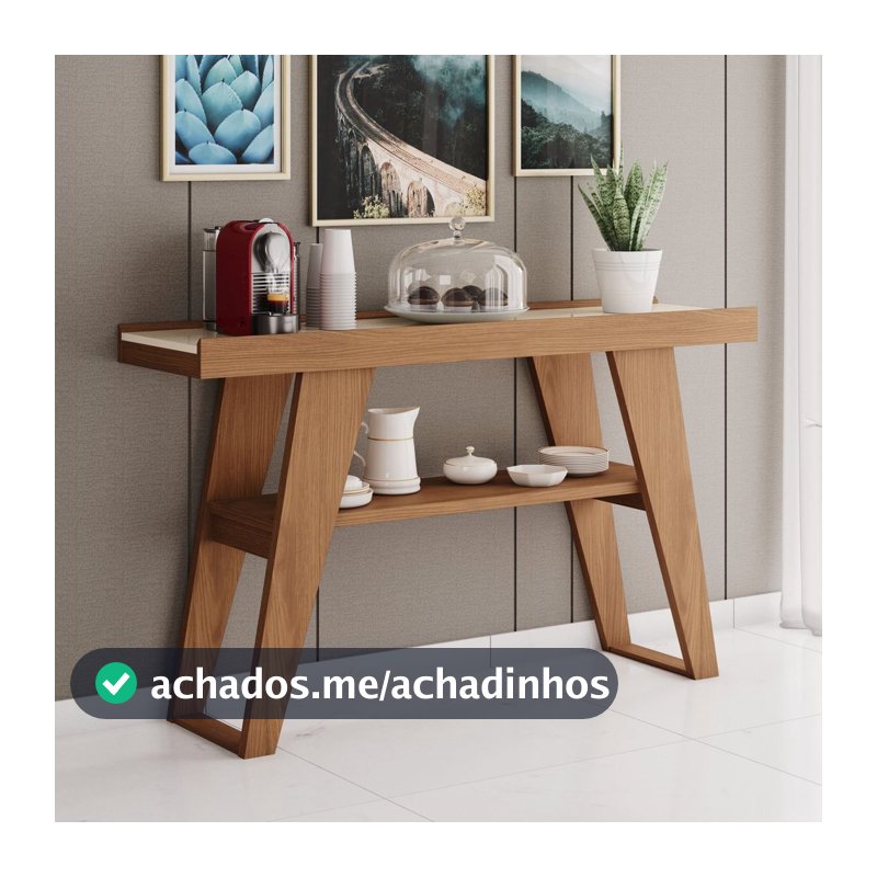 Aparador para Sala 1 Prateleira MDP Nature Off White 136cm Menphis Marrom