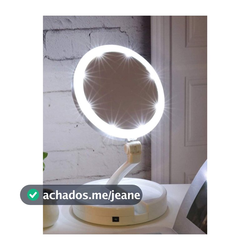 Espelho Com Led De Mesa Iluminador Maquiagem Portátil Dobrável Com Aumento até 10X