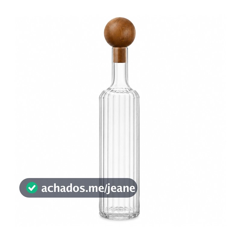 Galheteiro Slim Vidro Tampa Madeira 500ml Tuut 34771