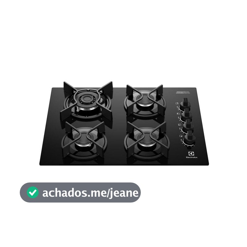 Cooktop 4 Bocas a Gás Electrolux Mesa Vidro Experience Tripla Chama e Grade de Ferro (KE4GC)