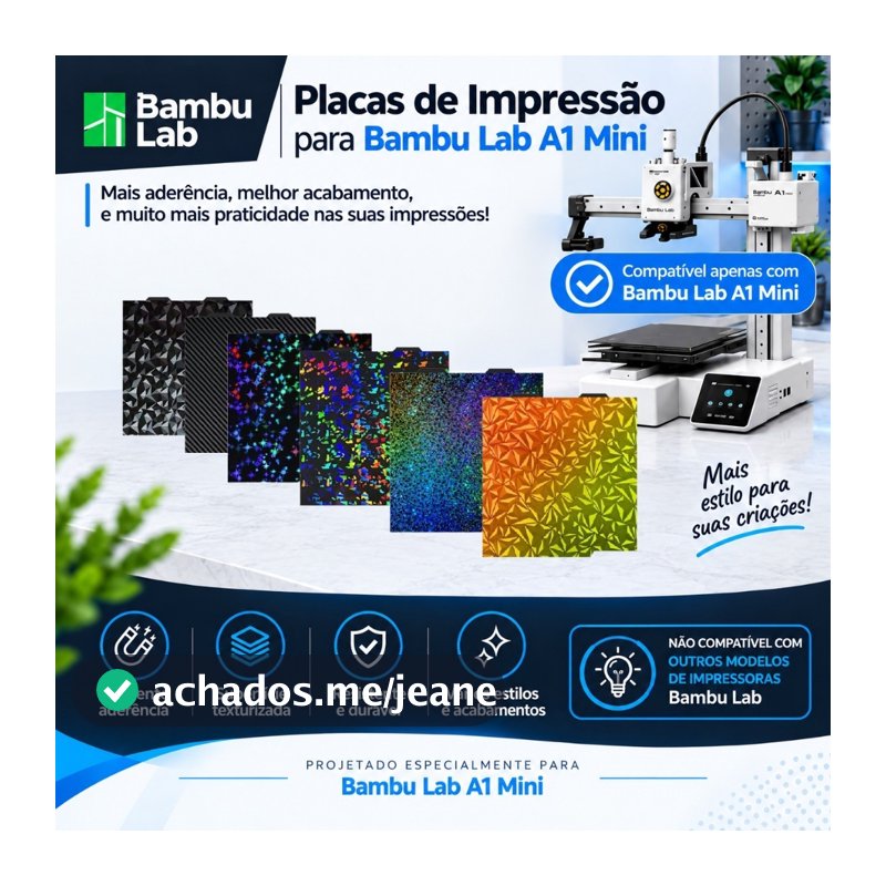 Placa de Impressão para Impressora 3D Bambu Lab A1 Mini 180x180mm - Vários Modelos