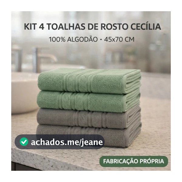 Kit 4 Toalhas Rosto Cecília Premium 45x70cm Algodão Felpuda Banheiro Uso Diario