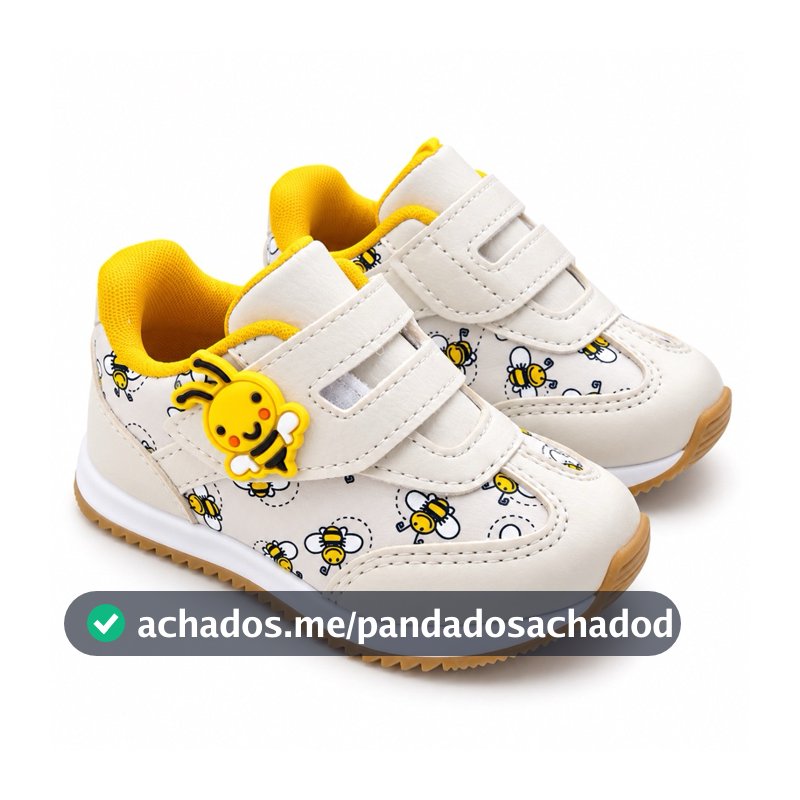 Tênis Infantil Bebê Unissex Abelhinha com Velcro Calce Fácil Confortável Menino Menina 18 ao 24