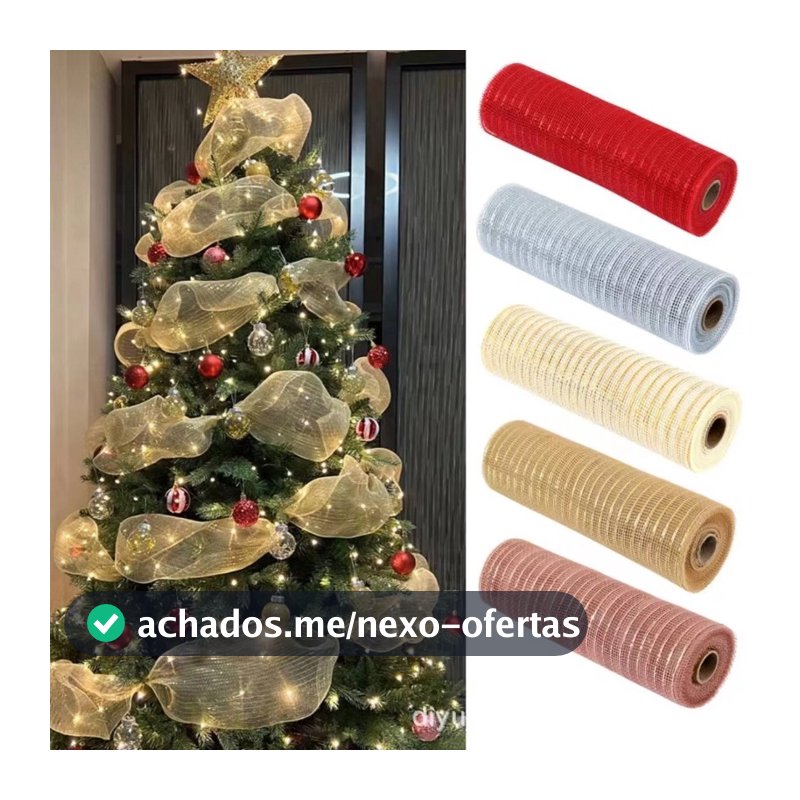 Fita De Natal Decoração De Árvore Malha Tule Rolo Tecido Pingente Feliz Para Casa