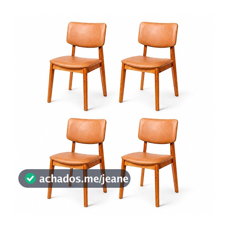 Kit 4 Cadeira de Jantar Madeira Maciça Manuela Estofada Premium Ergonomica Premium Confortável Di Franco Luxo Resistente