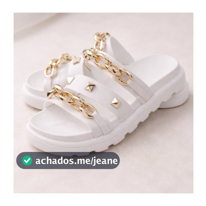Birken Papete Sandália Conforto Feminina Luxo Corrente Spike Dourada